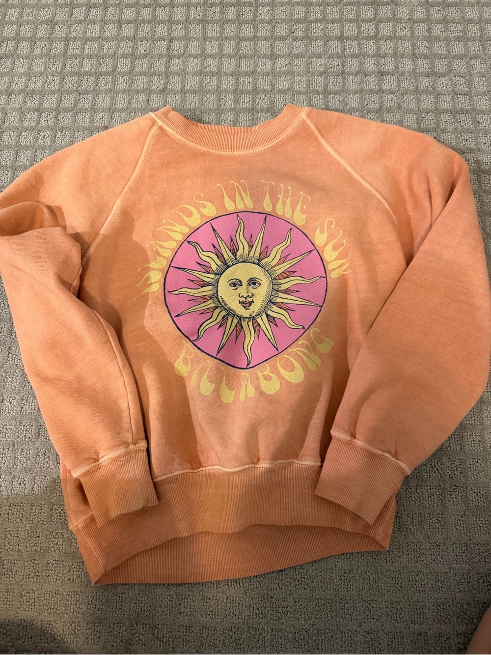 Billabong Peach Crewneck Sweatshirt with Sun Graphic